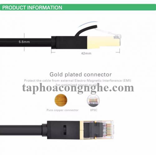 Ugreen 11271 5M màu Đen Cáp mạng LAN CAT7 STP chống nhiễu NW107 30011271